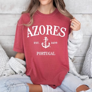 Azores Islands Portugal Anchor comfort colors shirt, Womens Vintage retro Portuguese Pullover Gift, São Miguel, Pico Island, Faial Island
