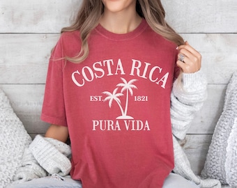 T-shirt du Costa Rica | Chemise Costa Rica couleurs confort | Sweat Pura Vida | Cadeau de plage surdimensionné pour les vacances au Costa Rica | Souvenir du Costa Rica
