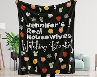 Jouw aangepaste naam microvezeldeken echte huisvrouwen katoenfluweel, cadeau voor fan van huisvrouwen, gepersonaliseerde plaid, RHONY, RHONJ, RHOC, RHoBH