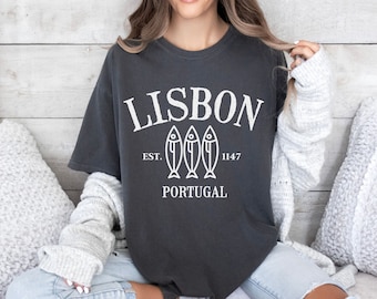 Komfortfarben Lissabon Portugal Ankert-shirt, Retro Lissabon Portugiese Pullover Geschenk, Fischkonserven, Portugues Sardinen, lustiges Lissabon Souvenir