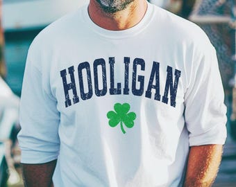 Hooligan Shamrock long sleeve shirt, St Patrick’s Day Crewneck, Distressed Irish Retro top, Funny St Paddy’s Day fun, Ireland souvenir