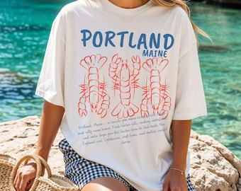 Portland Maine Unisex comfort colors shirt, Maine Lobster Shirt, Portland ME gift souvenir, Trendy Preppy Aesthetic College, birthday gift