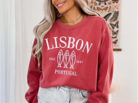 Comfort Colors Lisbon Portugal Anchor Crewneck Sweatshirt,  retro Lisbon Portuguese Pullover Gift, Canned fish, Portugues sardines souvenir