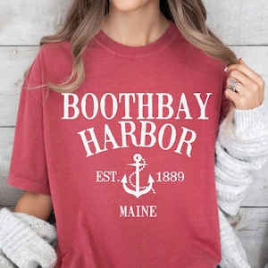 Boothbay Harbor Maine t-shirt, oversized Comfort Colors shirt, Boothbay Maine vacation boating nautical beach shirt, Damariscotta Maine tee