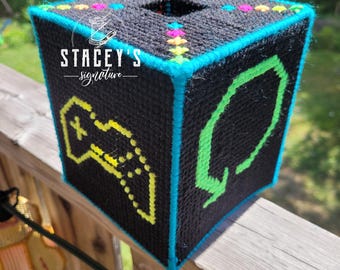Gamer Life - omslag van tissuedoos - plastic canvaspatroon - borduurpunt