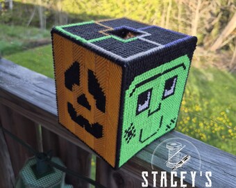 Tissuebox hoes Halloweenfeest vrienden - plastic canvaspatroon - borduurpunt