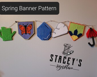 Patroon lentebanner - plastic canvaspatroon - borduurpunt
