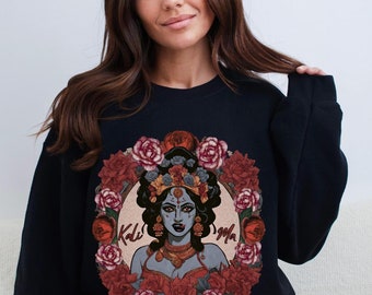 Divine Floral Kali Ma Goddess Sweatshirt - Spiritual Top for Women, Sacred Feminine Apparel, Spiritual Clothing for Goddess Lovers
