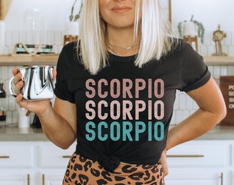 Retro Skorpion Sternzeichen T-Shirt für den modernen Minimalisten - Vintage Stil, Skorpion Geburtstag T-Shirt, Skorpion Geschenk für Frau, Astrologie Zeichen T-Shirt