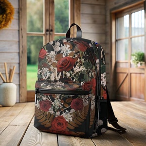 Boho Floral Peony Backpack, Personalized Name Girls Back to