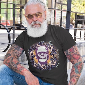 Floral Frankenstein Tee, Cottagecore Meets Horror Frankenstein Shirt, Horror Movie Fan Gift, Vintage Frankenstein Shirt, Retro Horror Shirt