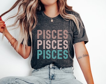 Pisces Zodiac Shirt - Retro Design for Minimalist Fashion, Pisces Birthday Gift, Pisces Astrology T-Shirt, Zodiac Gifts For Her, Pisces Top