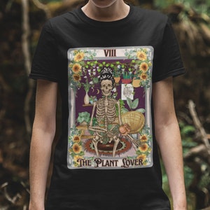 The Plant Lover Tarot Card Shirt, Oracle Card Plant T-Shirt, Botanical Skeleton Tarot Card Shirt, Plant Lady Shirt, Plant Collector Shirt
