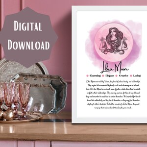 Libra Astrology Digital Print, Libra Moon Wall Art, Libra Zodiac Printable Wall Art, Spiritual Wall Art, Digital Download, Moon Sign Art