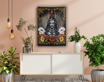 Boski Pan Śiwa Hinduskie Bóstwo Gobelin Ścienny - Duchowy Wystrój Domu, Hinduski Bóg Gobelin, Duchowy Wystrój Domu, Gobelin Śiwa Na Ołtarz Domowy