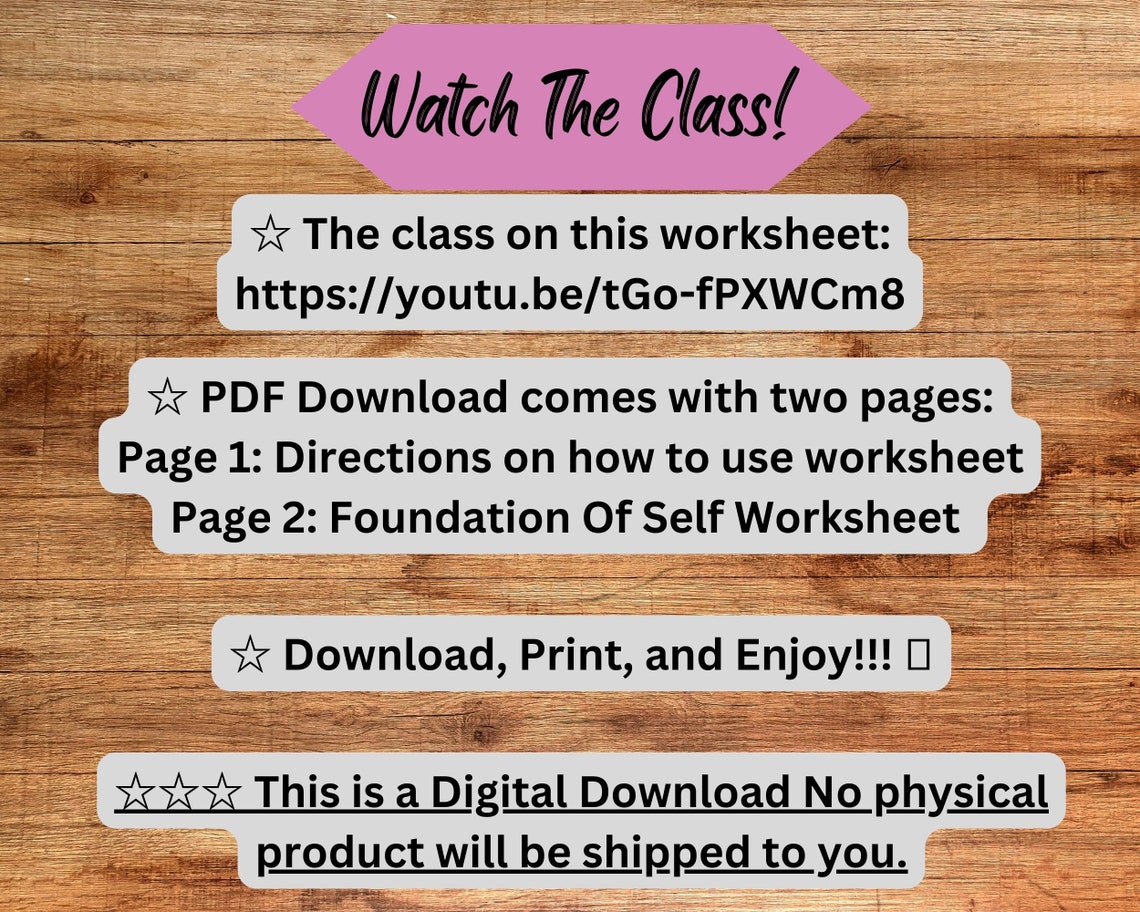 Foundation of Self Worksheet for Self Help Self Organization - Etsy Israel