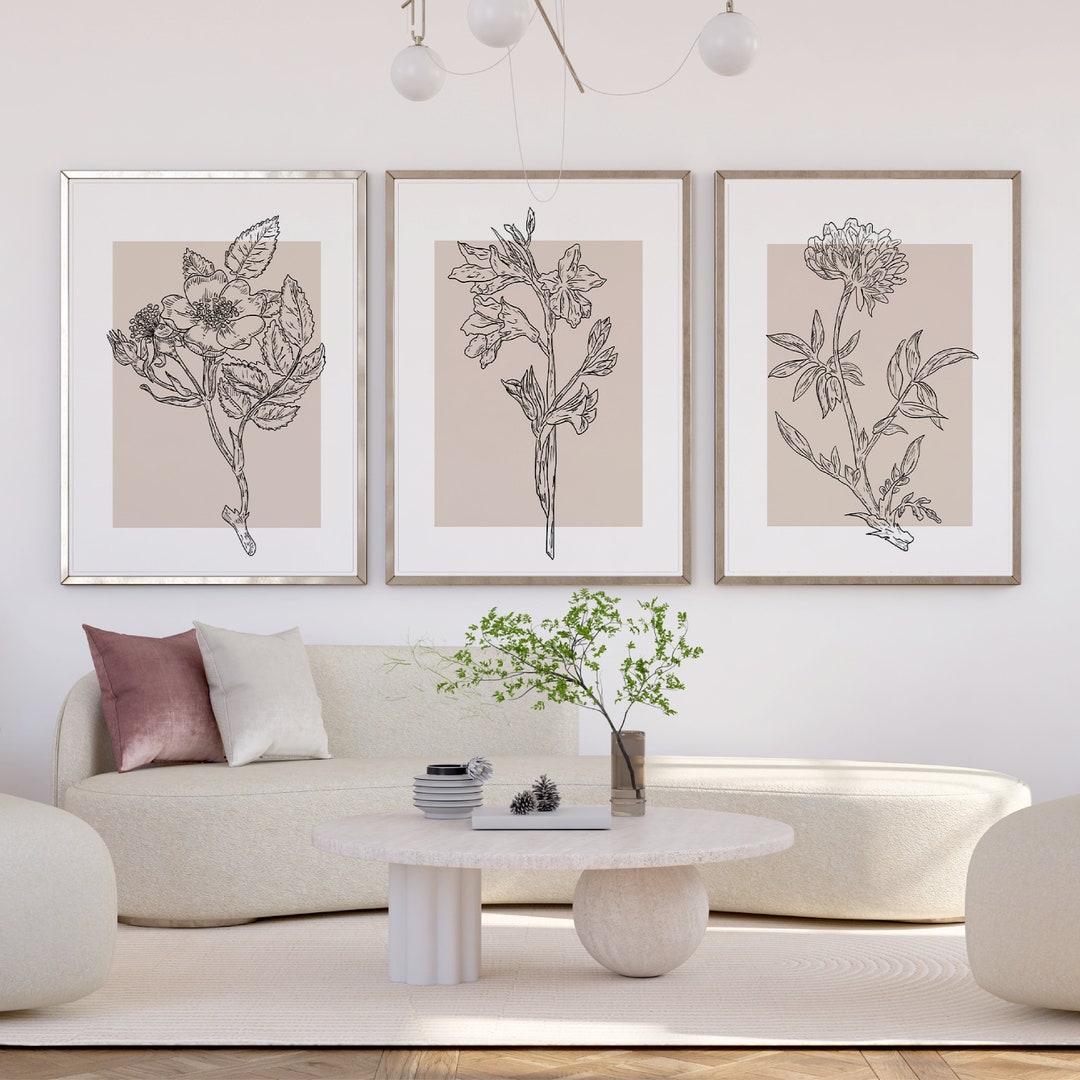 Botanical Line Art Set of Plant Prints Minimalist Modern - Etsy