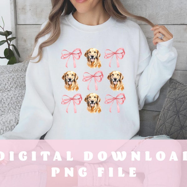 Coquette Bows png, Soft Girl Era png, Trendy Bows Sublimation Transfer, Tshirt Sublimation png, Pink Girly png, Dog Mom, Golden Retriever