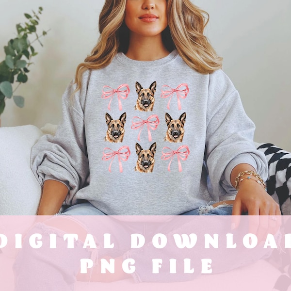 Coquette Bows png, Soft Girl Era png, Trendy Bows Sublimation Transfer, Tshirt Sublimation png, Pink Girly png, Dog Mom, German Shepherd