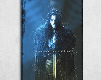13th Brand Art | Jon Snow Winter Has Come, 1.5 Inch Thick Gallery Canvas Print, Wall Decor, Decoration Living Room Dorm Office Man Cave