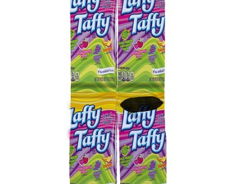 13th Brand | Laffy Taffy 2 crew socks | One Size 6-12 Elite candy snack fun meme humor funny novelty socks
