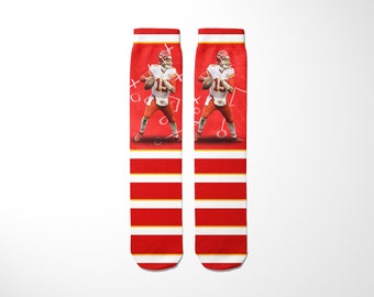 13ª Marca | Patrick Mahomes Playmaker Meias de futebol | Tamanho único 6-12 Elite