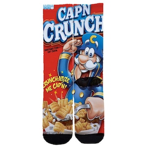 13th Brand | Captain Crunch Red crew socks | One Size 6-12 Elite fun funny candy favorite snacks