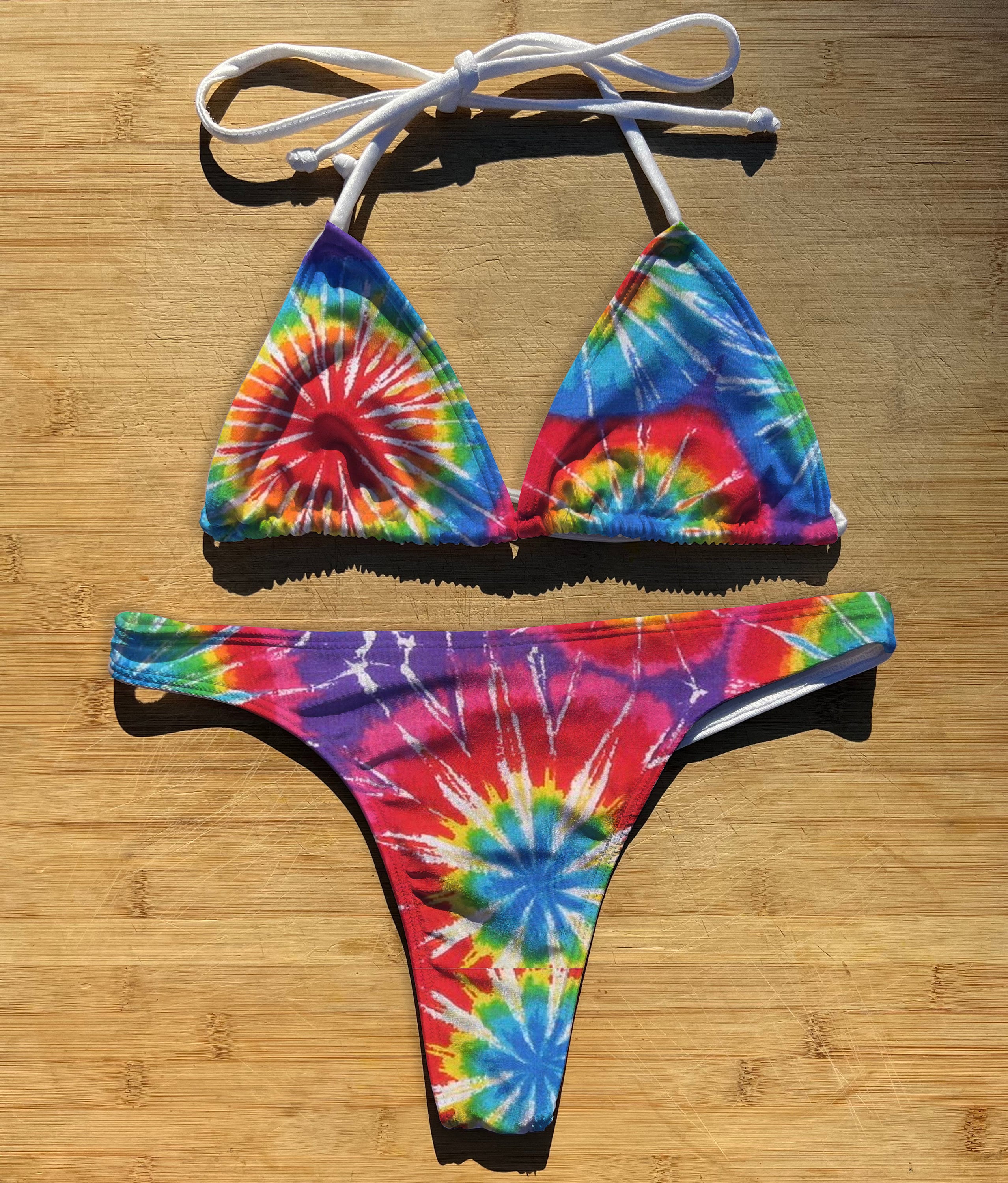 Colorful Bikini Trippy Psychedelic Swimsuit Rave Bra Bralette Cute