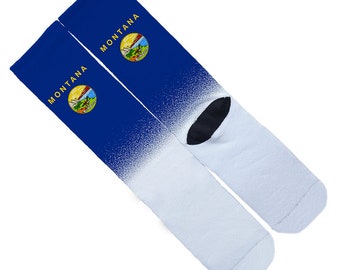 13th Brand | Montana State Flag Splash Crew Socks | One Size 6-12 Elite USA United States Pride Proud City States