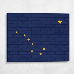 13th Brand Art | Brick Alaska State Flag, 1.5 Inch Thick Gallery Canvas Print, Wall Decor, Home Decoration Living Room Dorm Office Man Cave