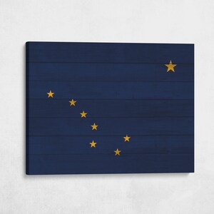 13th Brand Art | Wood Alaska State Flag, 1.5 Inch Thick Gallery Canvas Print, Wall Decor, Home Decoration Living Room Dorm Office Man Cave