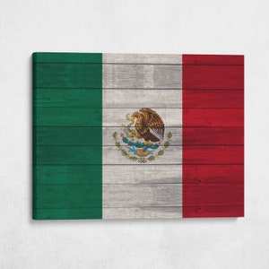 13th Brand Art | Wood Mexico Nation Flag, 1.5 Inch Thick Gallery Canvas Print, Wall Decor, Home Decoration Mejico South World Cup