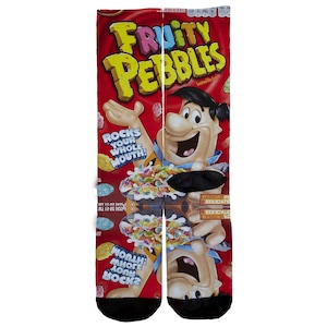 13th Brand | Fruity Pebbles crew socks | One Size 6-12 Elite fun funny candy favorite snacks novelty