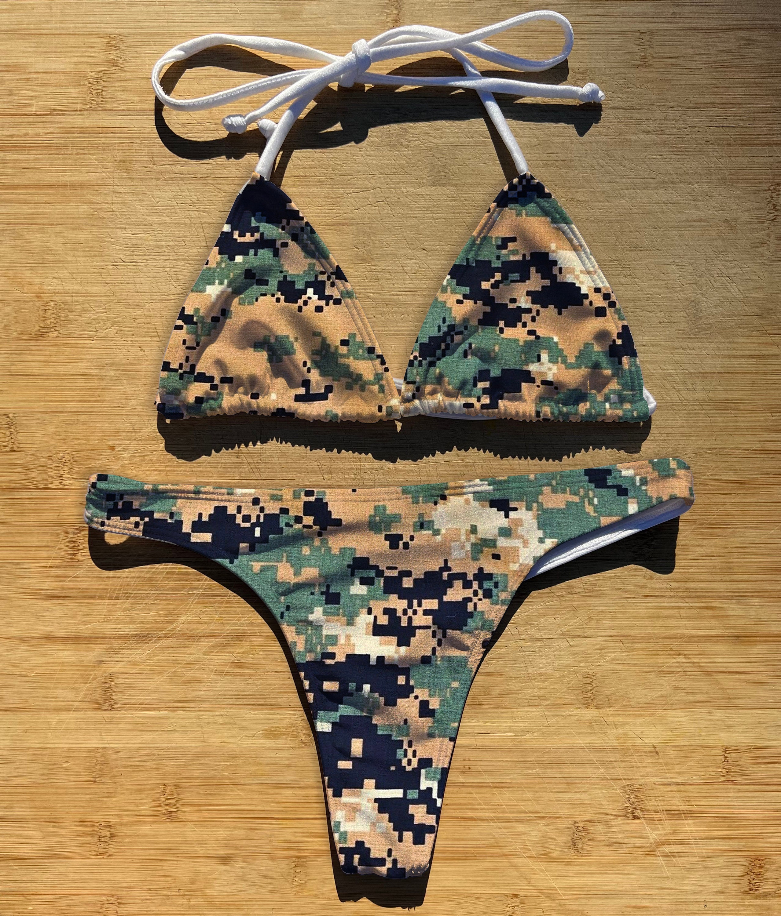 【THEAIRTOWN】camo bikini DAMSEL Texture Camo Triangle Bikini Top - CAMO | Tillys