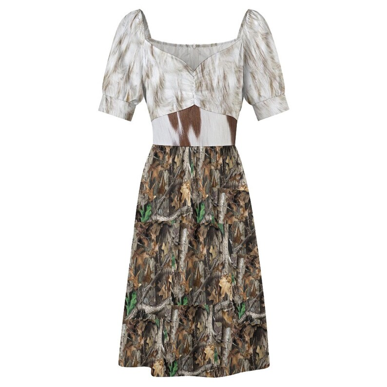 Women's Cow Print and Camo Sweetheart Dress, Camo Dress, Cow Print ...
