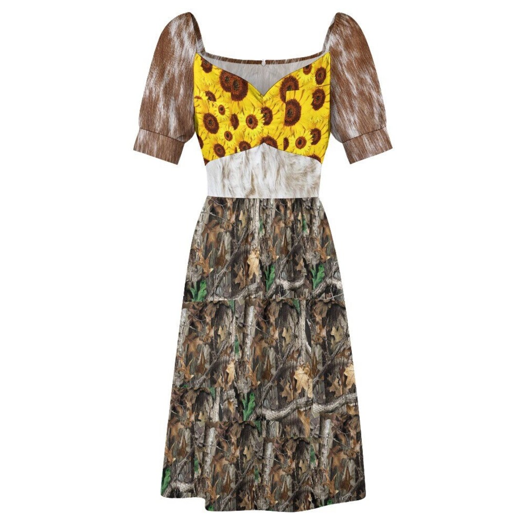 Women's Cow Print, Camo, and Sunflower Sweetheart Dress - Etsy