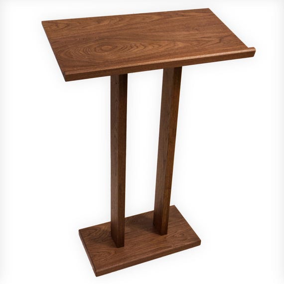 Black Walnut Solid Wood Lectern, Book Display, Pulpit, Podium, Minimalist Modern, Crafted in the USA from Walnut or Oak