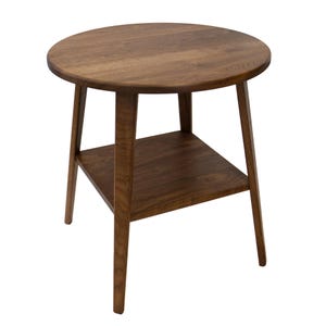 Handcrafted Black Walnut End Table: Mid-Century Modern Round Side Table