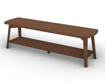 Handcrafted Black Walnut Bench, Solid Wood Shoe/Table Bench, MCM