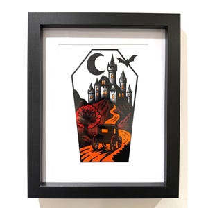 Draculas Castle Art Print – A4 & A5 American Traditional Tattoo Style – Gothic Flash Illustration – Bold Occult Wall Decor – Unframed