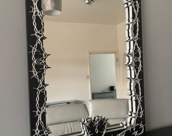 Barbed Wire Heart, Tattoo Style, Gothic Victorian Style Home Decor Feature Mirror Wall Art