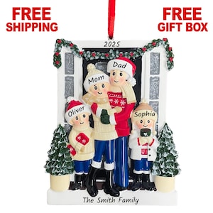 House Family of 4 Christmas Ornament, Personalized Family of Four in New Sweet Home Ornament 2025, Custom Name Year Gift