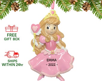 Personalized Princess Ornament, Sleeping Beauty Ornament 2023, Xmas Tree Decoration, Custom Gift for Kids Girls