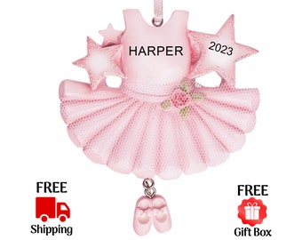 Personalized Ballet Christmas Ornament 2023, Ballerina Outfit - Ballet Dancer Costume with Pointe Shoes, Xmas Gift for Little Girls & Kids