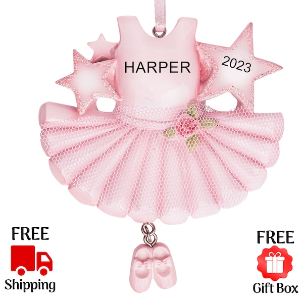 Personalized Ballet Christmas Ornament 2023, Ballerina Outfit - Ballet Dancer Costume with Pointe Shoes, Xmas Gift for Little Girls & Kids