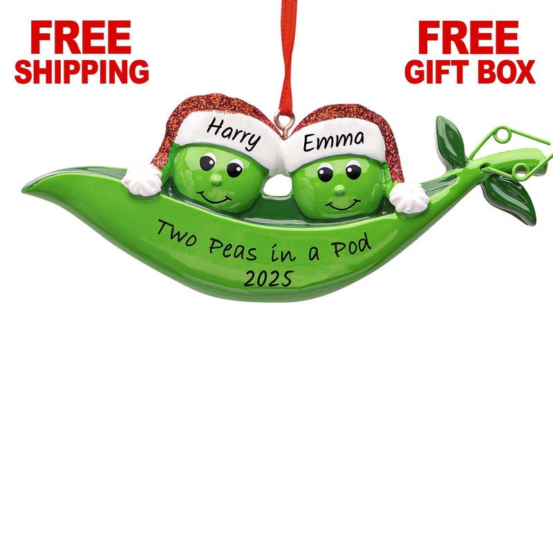 Two Golden Peas in a Pod Christmas Decoration main image 1