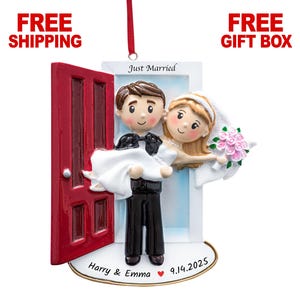 Personalized Just Married Ornament, Custom Our First Christmas Married Ornament 2025, Wedding Couple Threshold, Gift for Newlywed Mr and Mrs