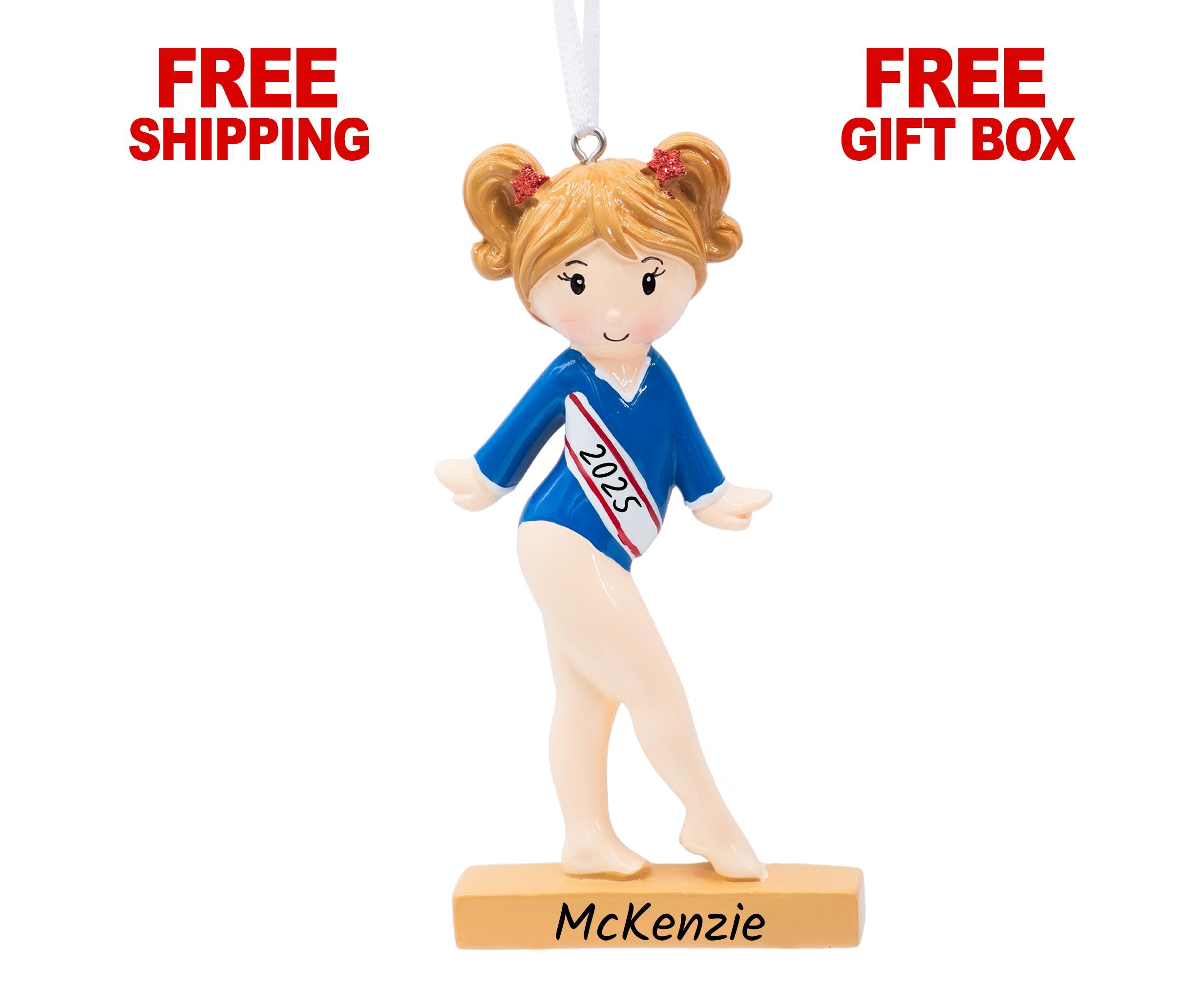 Personalized Gymnastics Christmas Ornament, Custom Gymnast Girl in Blue Leotard Decoration 2025 for Xmas Tree, Unique Keepsake Gift