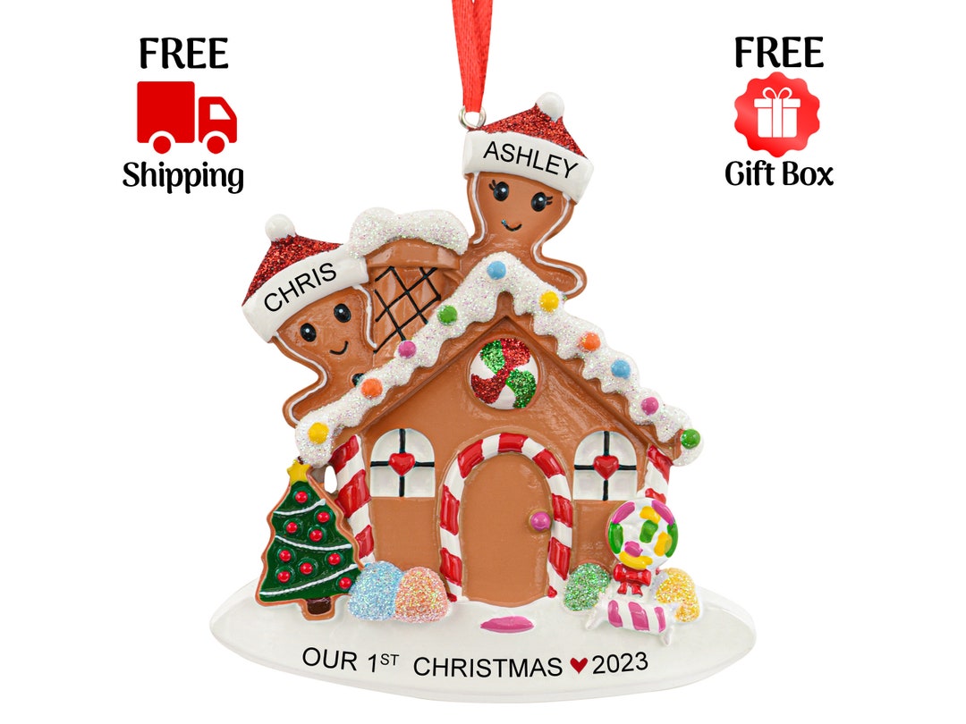 Personalized Gingerbread House Couple Ornament, Custom Our First