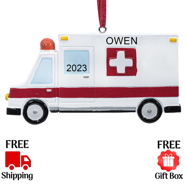 Personalized Ambulance Christmas Ornament 2023, Ambulance Driver First Responder Ornament, Custom Xmas Gift for EMT EMS Paramedic Nurse